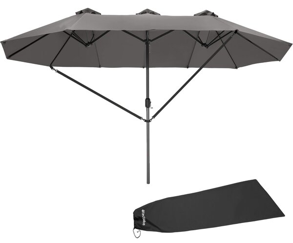 Tectake Slunečník Silia 460x270cm extra široký s ochranným potahem - šedá