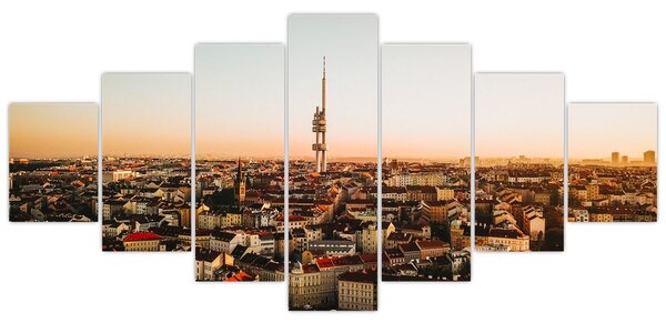 Obraz západu slunce nad Žižkovem (210x100 cm)