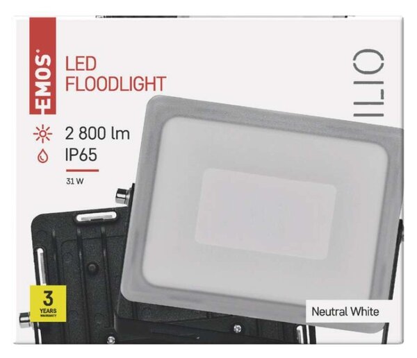 EMOS LED reflektor ILIO, 31W, černý, neutrální bílá