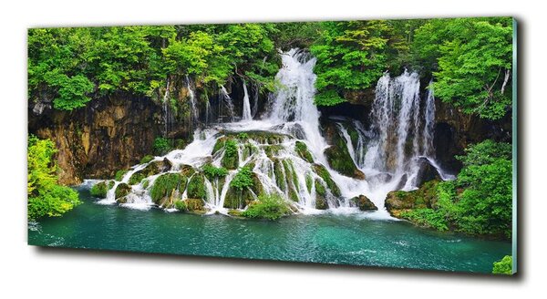 Foto obraz skleněný horizontální Vodopád v horách osh-85137892