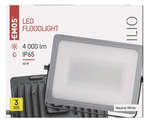 EMOS LED reflektor ILIO, 51W, černý, neutrální bílá