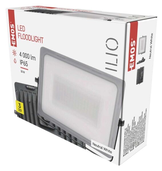 EMOS LED reflektor ILIO, 51W, černý, neutrální bílá