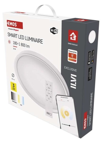 EMOS Chytré LED svítidlo GoSmart, přisazené, kruhové, 30W, CCT, stmívatelné, WiFi