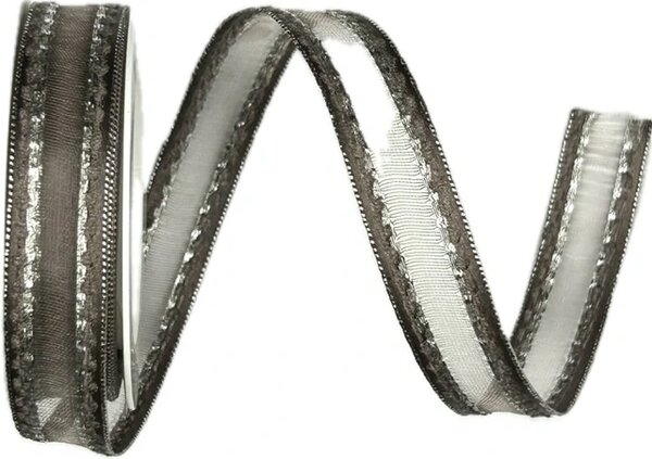Stuha organza MONDAN BRONZE ELEGANCE platinově hnědá 15mm x 3m (6,-Kč/m)