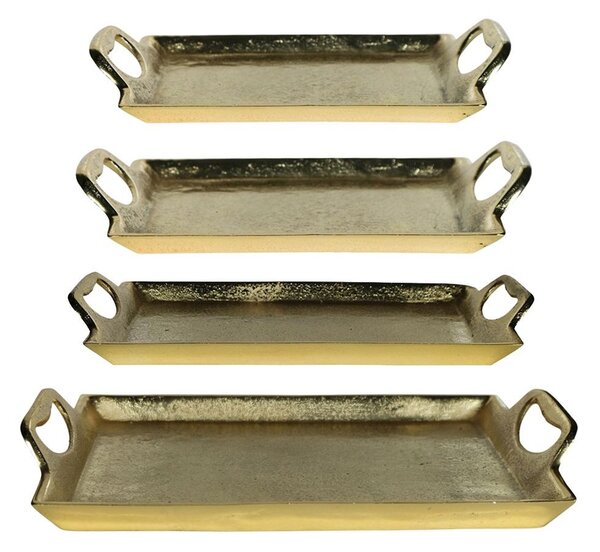 Zlatý kovový servírovací podnos s uchy Tray Raw L - 35*22*5cm - Mars & More