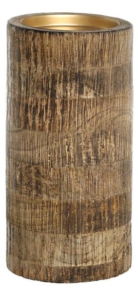 Dřevěný sloupovitý svícen na širokou svíčku Mango Wood XL - Ø 10*20 cm - Chic Antique