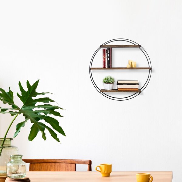 Kalune Design Nástěnná police Tulipa 60 cm ořech americký/černá