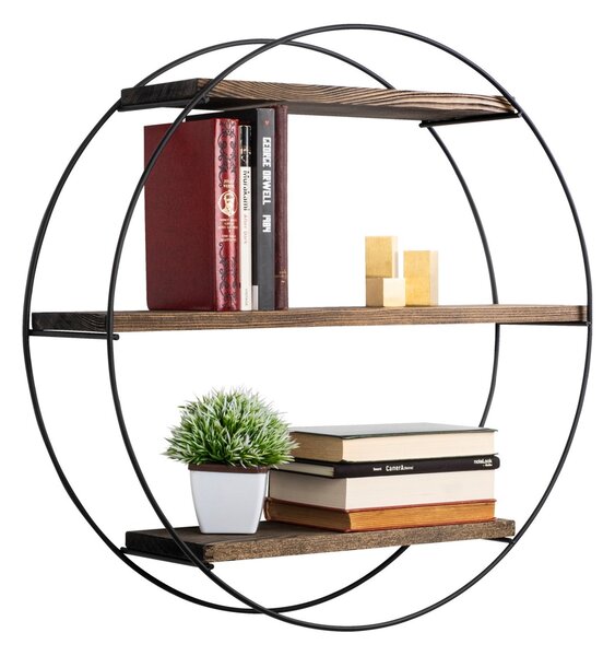 Kalune Design Nástěnná police Tulipa 60 cm ořech americký/černá