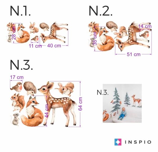INSPIO-textilní přelepitelná samolepka - Samolepky na zeď dětské - Lesní zvířátka