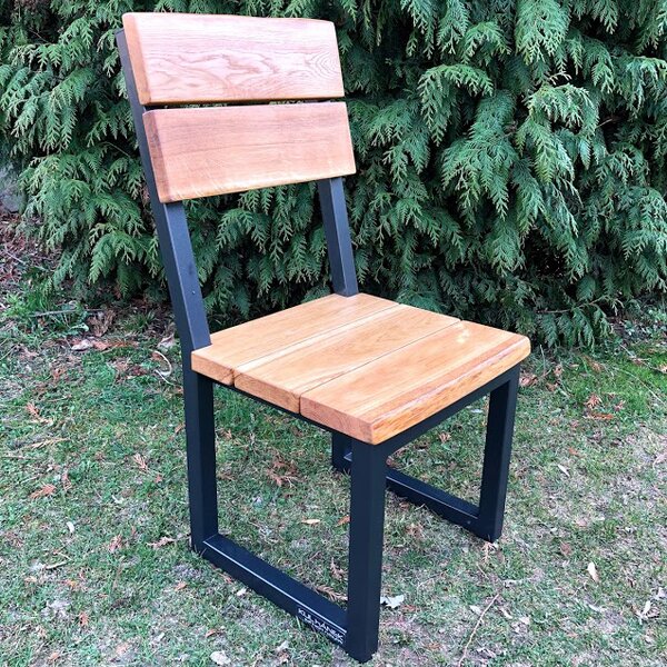 KULHÁNEK Zahradní židle s kovovou konstrukcí Odstín nátěru: lazura - pinia, Odstín podnože: antracit - RAL 7016