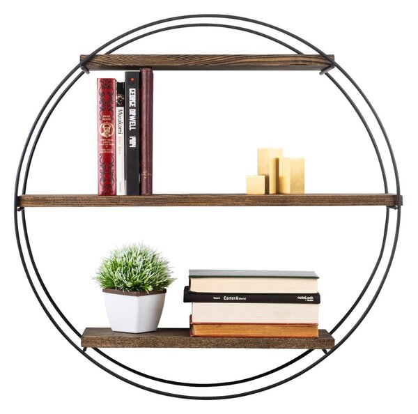 Kalune Design Nástěnná police Tulipa 60 cm ořech americký/černá