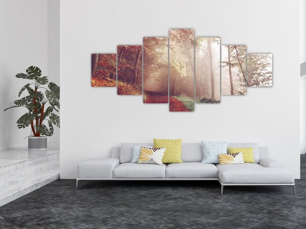 Obraz - Podzimní procházka lesem (210x100 cm)