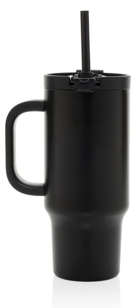 Uzavíratelný nerez termohrnek s brčkem, 480ml, XD Design, černý