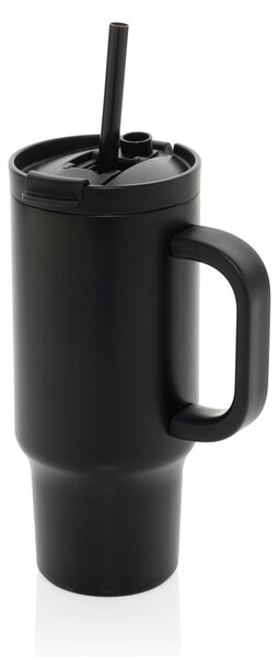 Uzavíratelný nerez termohrnek s brčkem, 480ml, XD Design, černý