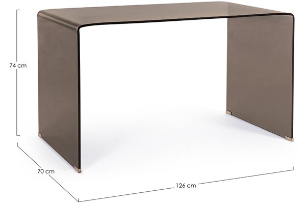 -25 % Dny MOMENTI– Bizzotto Hnědý skleněný pracovní stůl Iride 126 x 70 cm