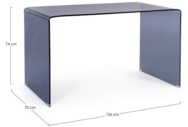 -25 % Dny MOMENTI– Bizzotto Modrý skleněný pracovní stůl Iride 126 x 70 cm