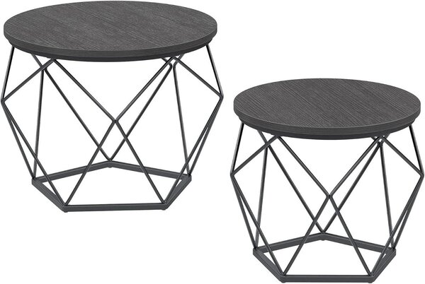 SADA KONFERENČNÍCH STOLKŮ, šedá, černá, kov, kompozitní dřevo, 60-50/60-50/45-40 cm MID.YOU - Konferenční stolky, Online Only