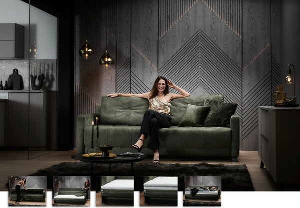 ROZKLÁDACÍ POHOVKA, textil, tmavě zelená Dieter Knoll - Rozkládací sedačky