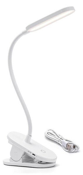 Aigostar-LED Stmívatelná nabíjecí stolní lampa s klipem LED/2,5W/5V 1200mAh bílá
