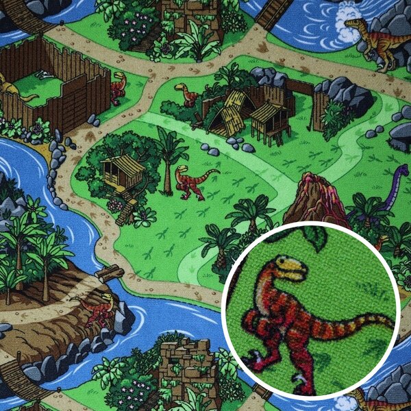 Vopi, Dětský metrážový koberec Dino - neúčtujeme odřezky z role, na míru, šíře 2m,3m,4m, vícebarevná, filc, dětský pokoj