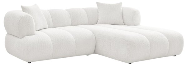 -25 % Dny MOMENTI– Bobochic Paris Bílá bouclé rohová pohovka Pamira 253 cm, pravá
