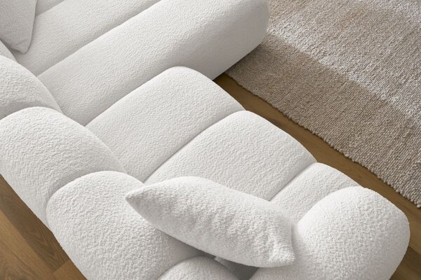 -25 % Dny MOMENTI– Bobochic Paris Bílá bouclé rohová pohovka Pamira 253 cm, pravá