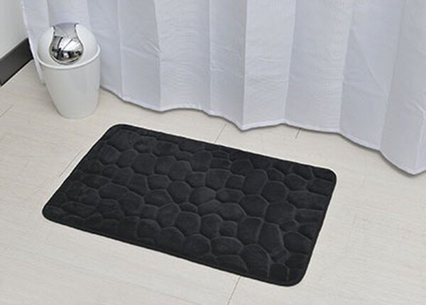 Předložka do koupelny Stones, 50x80 cm, černá