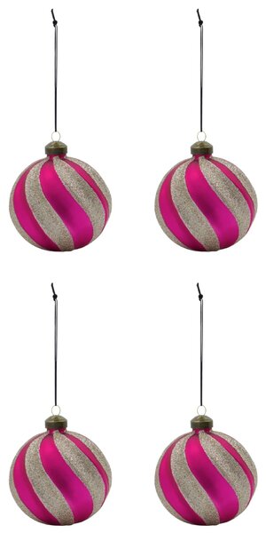 Skleněná vánoční ozdoba Chun Pink/Gold – set 4 ks