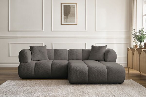 -25 % Dny MOMENTI– Bobochic Paris Hnědá bouclé rohová pohovka Pamira 253 cm, pravá