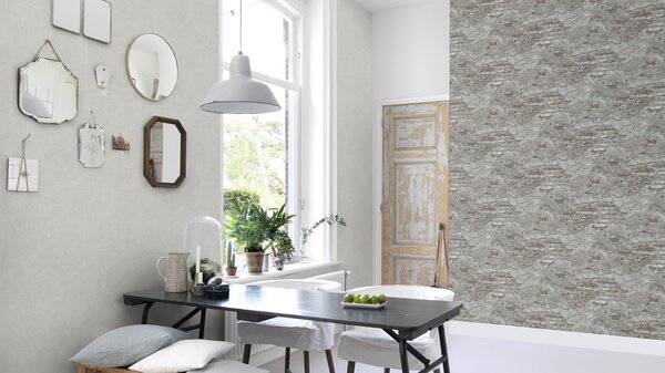 RASCH | Vliesová tapeta na zeď TOP Collection 939330 | 0,53 x 10,05 m | šedá, hnědá, oranžová