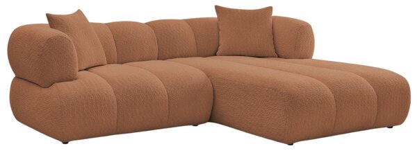 -25 % Dny MOMENTI– Bobochic Paris Terakotově oranžová bouclé rohová pohovka Pamira 253 cm, pravá
