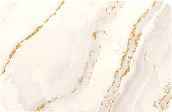 Předložka do koupelny Sofer Marble, 39x60 cm, zlatá/bílá