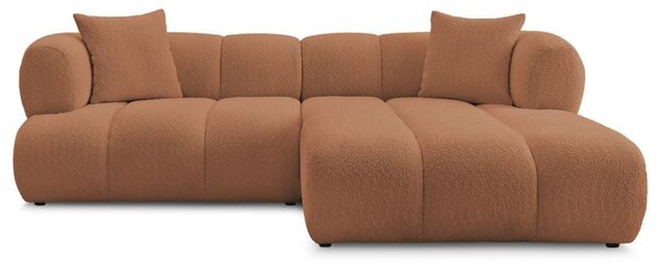 -25 % Dny MOMENTI– Bobochic Paris Terakotově oranžová bouclé rohová pohovka Pamira 253 cm, pravá