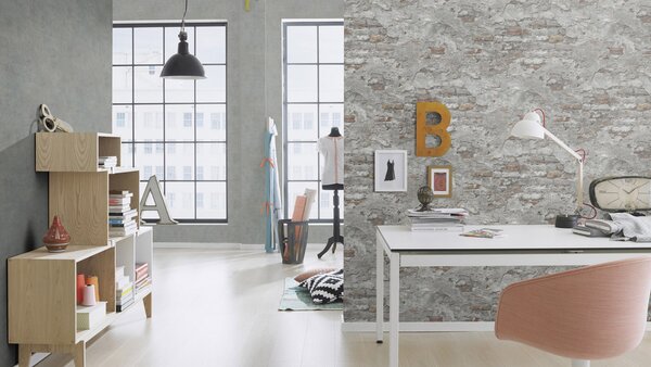 RASCH | Vliesová tapeta na zeď TOP Collection 939330 | 0,53 x 10,05 m | šedá, hnědá, oranžová