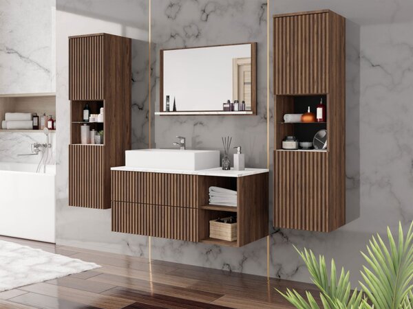Koupelnová sestava Kiegi Ryfel III, Barva: černé drážky / černá matná + černý mramor, Sifon k umyvadlu: ne, Umyvadlo: ne 5903211379529