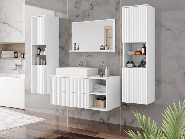 Koupelnová sestava Kiegi Ryfel III, Barva: černé drážky / černá matná + černý mramor, Sifon k umyvadlu: ne, Umyvadlo: ne 5903211379529