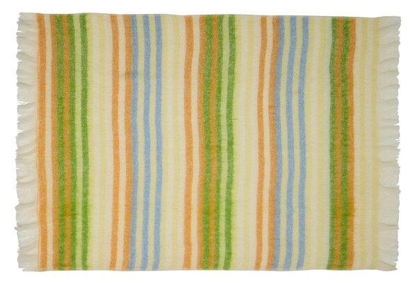 Žlutá/zelená deka s příměsí vlny 140x200 cm Loom – Hübsch
