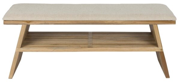 Housecraft Living Dřevěná lavice Djia 134 cm s béžovým sedákem
