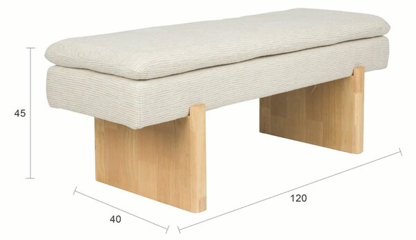 Housecraft Living Šedá čalouněná lavice Jappo 120 cm