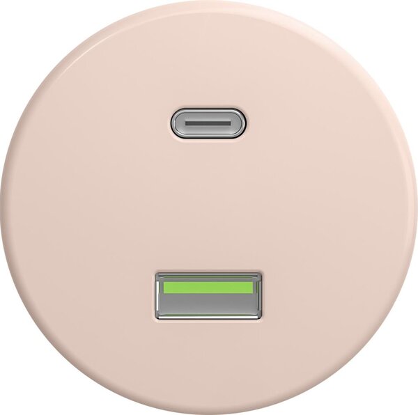 Kliklap - Retro USB zásuvka A+C bez rámečku starorůžová