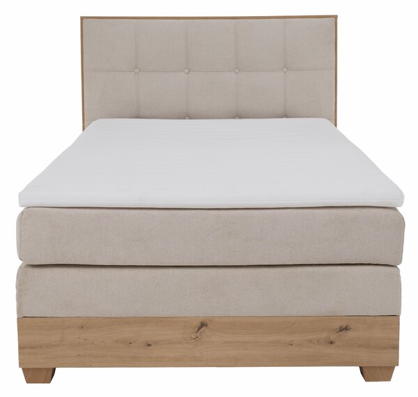 KONDELA Elektrická polohovací postel, boxspring, béžová/dub artisan, 120x200, TIANA