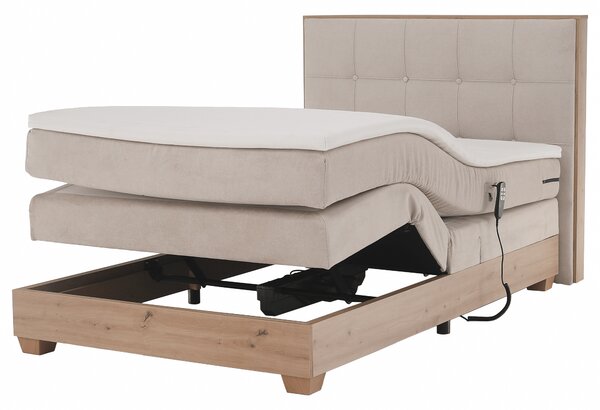 KONDELA Elektrická polohovací postel, boxspring, béžová/dub artisan, 120x200, TIANA
