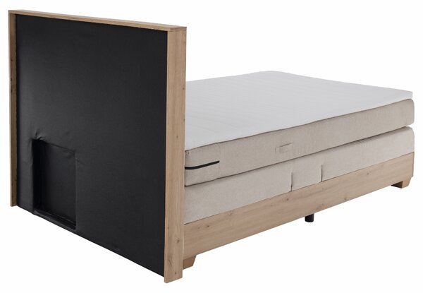 KONDELA Elektrická polohovací postel, boxspring, béžová/dub artisan, 120x200, TIANA