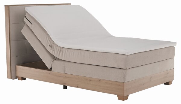 KONDELA Elektrická polohovací postel, boxspring, béžová/dub artisan, 120x200, TIANA