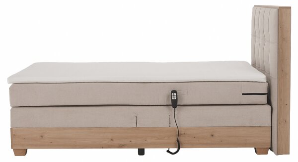 KONDELA Elektrická polohovací postel, boxspring, béžová/dub artisan, 120x200, TIANA