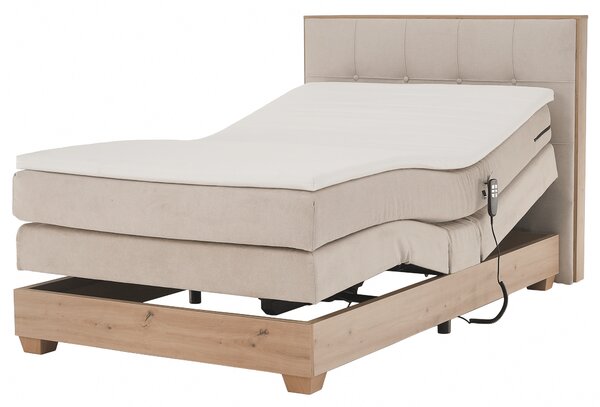 KONDELA Elektrická polohovací postel, boxspring, béžová/dub artisan, 120x200, TIANA