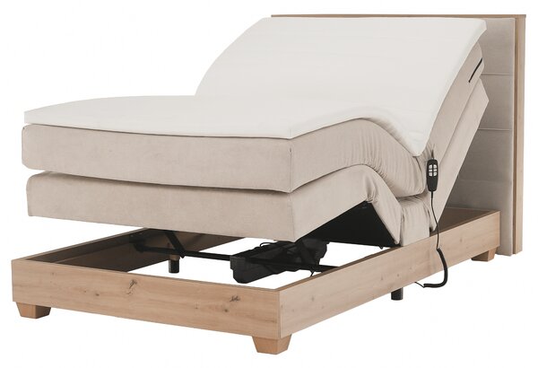 KONDELA Elektrická polohovací postel, boxspring, béžová/dub artisan, 120x200, TIANA