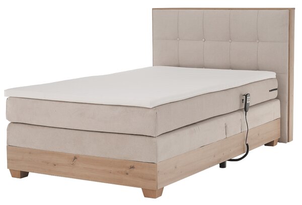 KONDELA Elektrická polohovací postel, boxspring, béžová/dub artisan, 120x200, TIANA