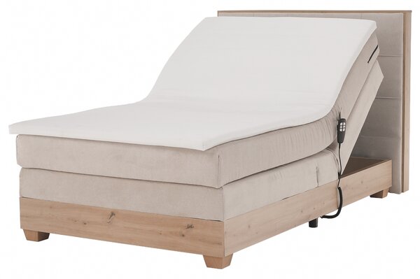 KONDELA Elektrická polohovací postel, boxspring, béžová/dub artisan, 120x200, TIANA