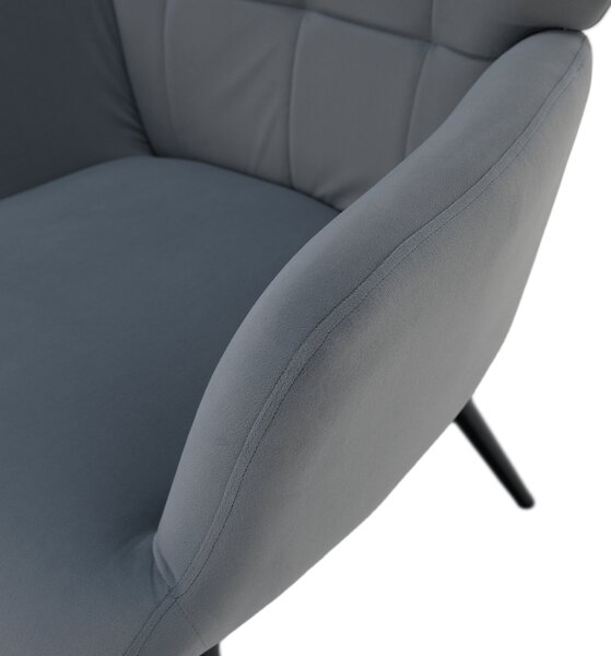 KONDELA Křeslo s podnoží, šedá Velvet látka/černá, HABEN